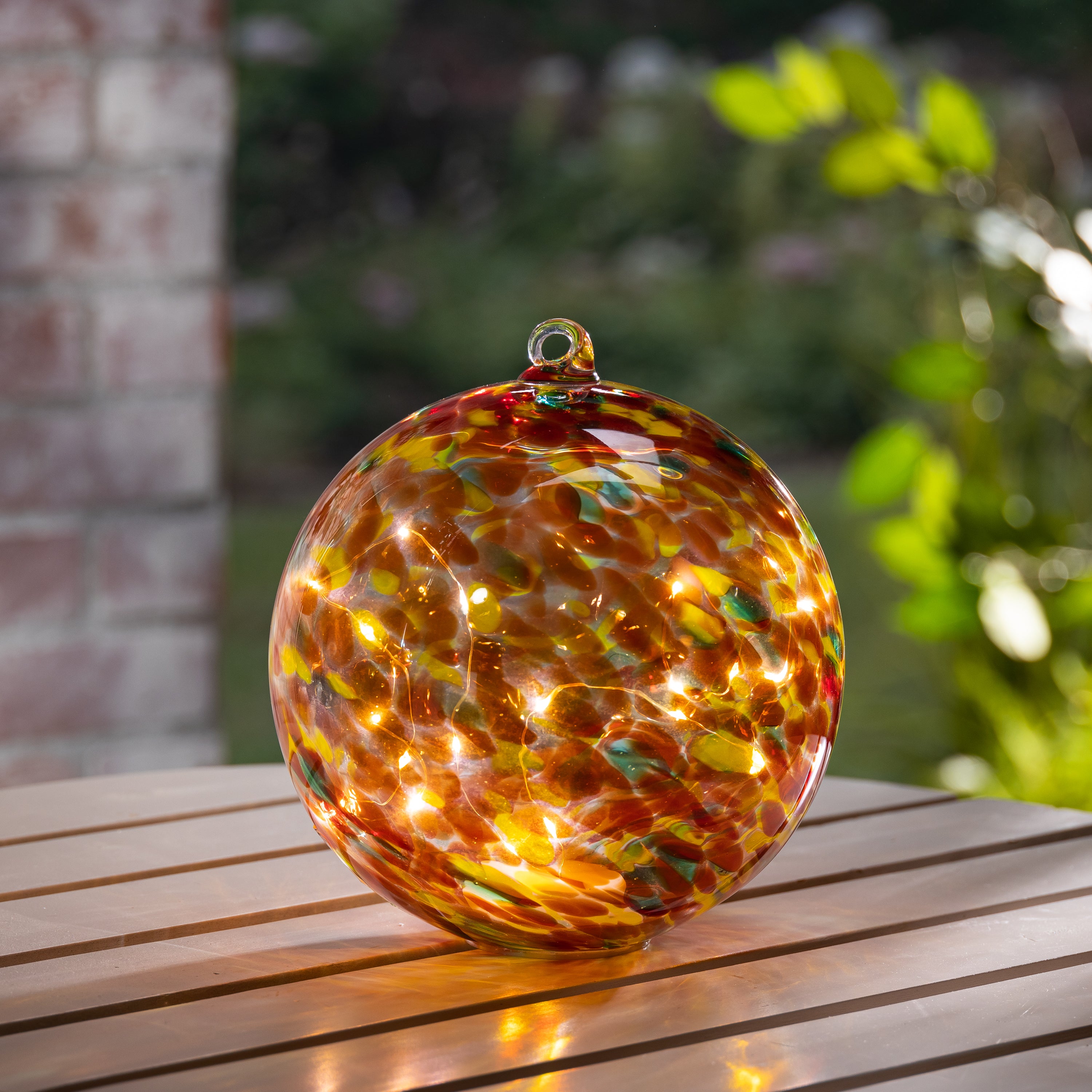 8 Inch Elegant Amber Illuminating Hand Blown Glass Sphere